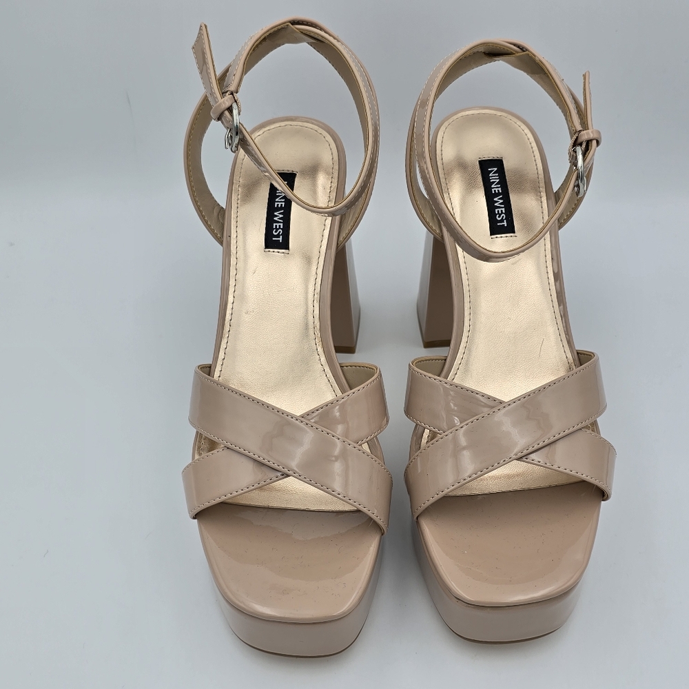Nine West Joya3 Block Heel Ankle Strap Sandals, Nude, like-new, Size 9M - Picture 4 of 16